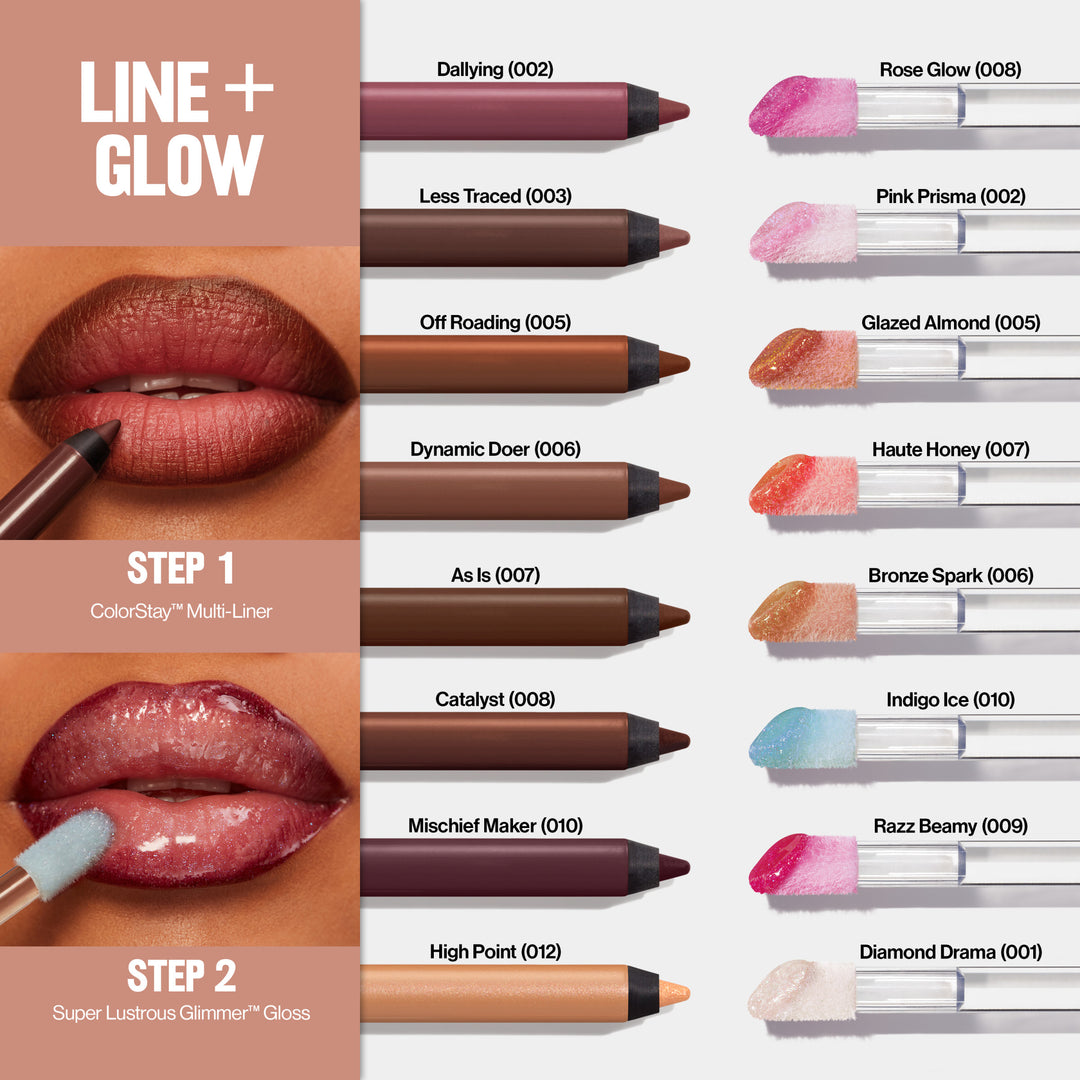ColorStay Multi-Liner™ + Super Lustrous™ Glimmer Gloss pairing guide