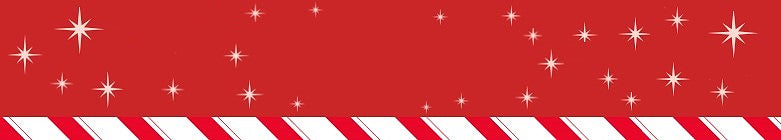 Red background with white and red striped pattern and star-shaped decorations